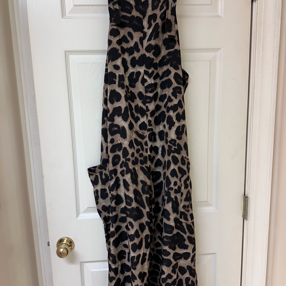 SHEIN Leopard Print Wide-Leg Jumpsuit in Black and Tan